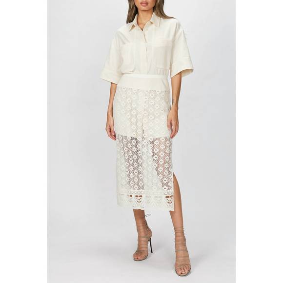 NEW GOEN.J shirt and crochet lace skirt set in natural beige - Picture 1 of 5